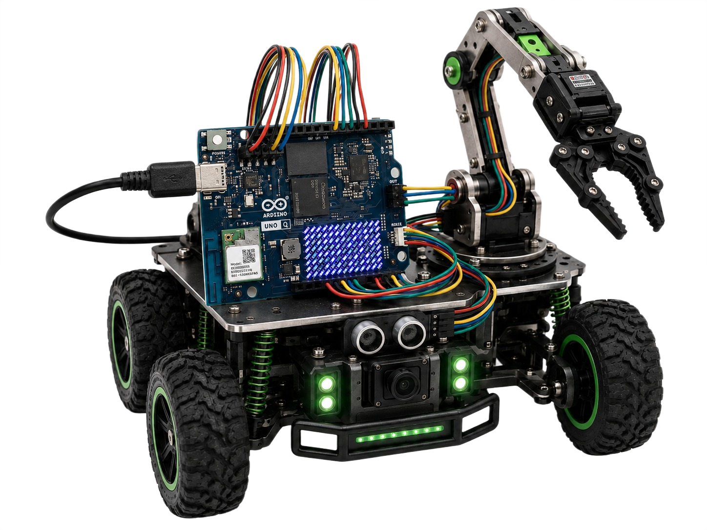 Advanced wheeled robotics platform with Arduino Uno Q and Qualcomm Dragonwing board