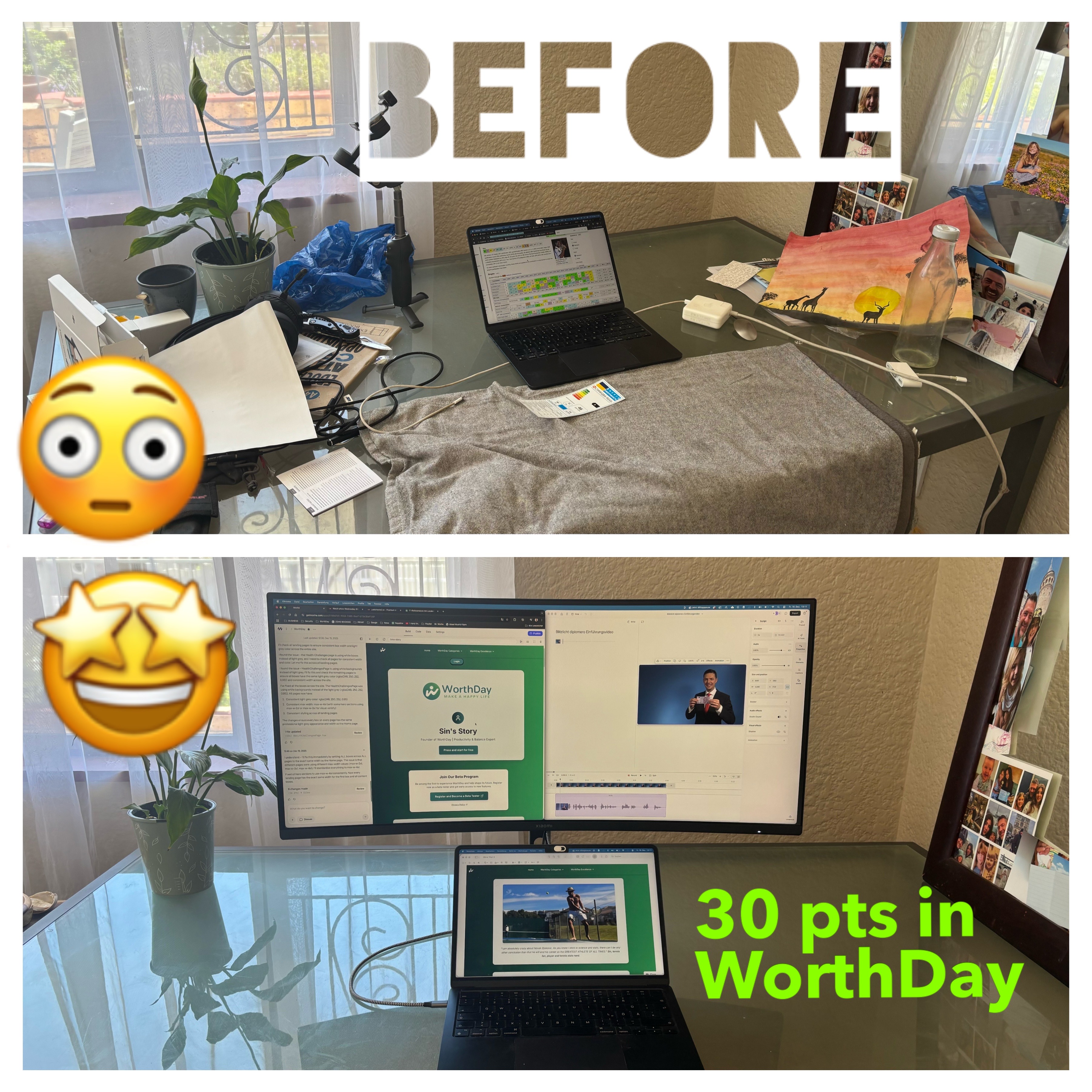 Organised workspace with WorthDay