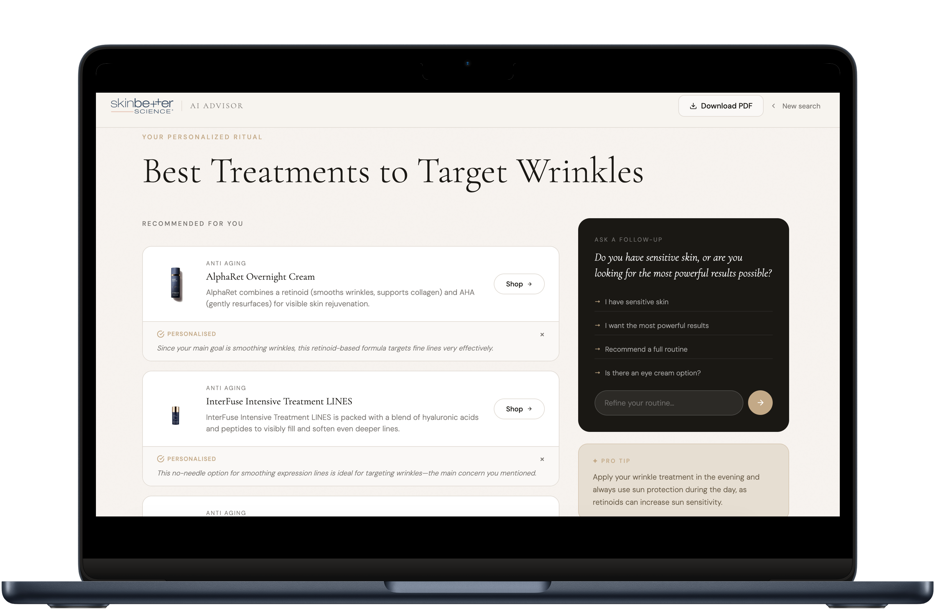 SkinBetter Science AI Advisor - Best Treatments to Target Wrinkles