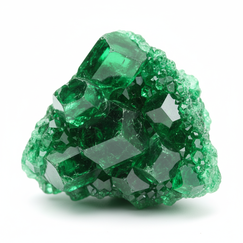 Dioptase crystal - detailed view showing color and natural formation