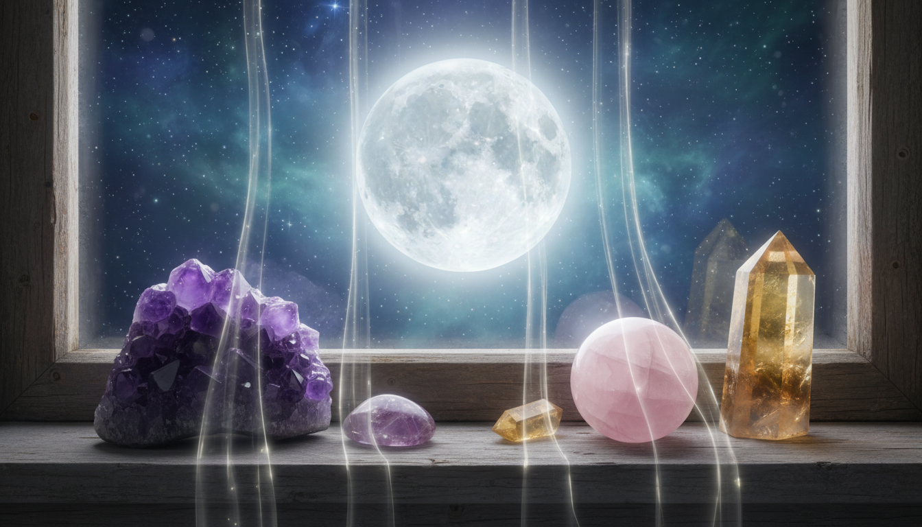 Crystals charging under the full moon