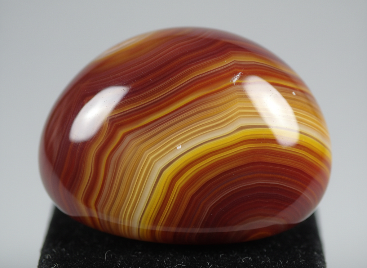 Polished Lake Superior agate with red, orange, and yellow banding
