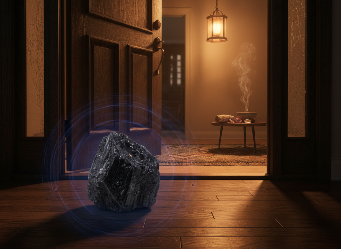 Black tourmaline placed at doorway for home protection