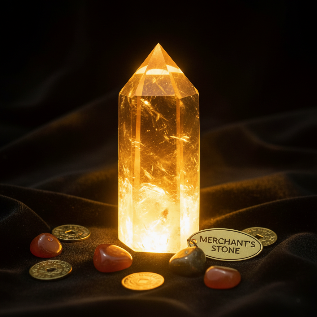 Golden citrine crystal point - the merchant's stone for attracting wealth, abundance, and financial success