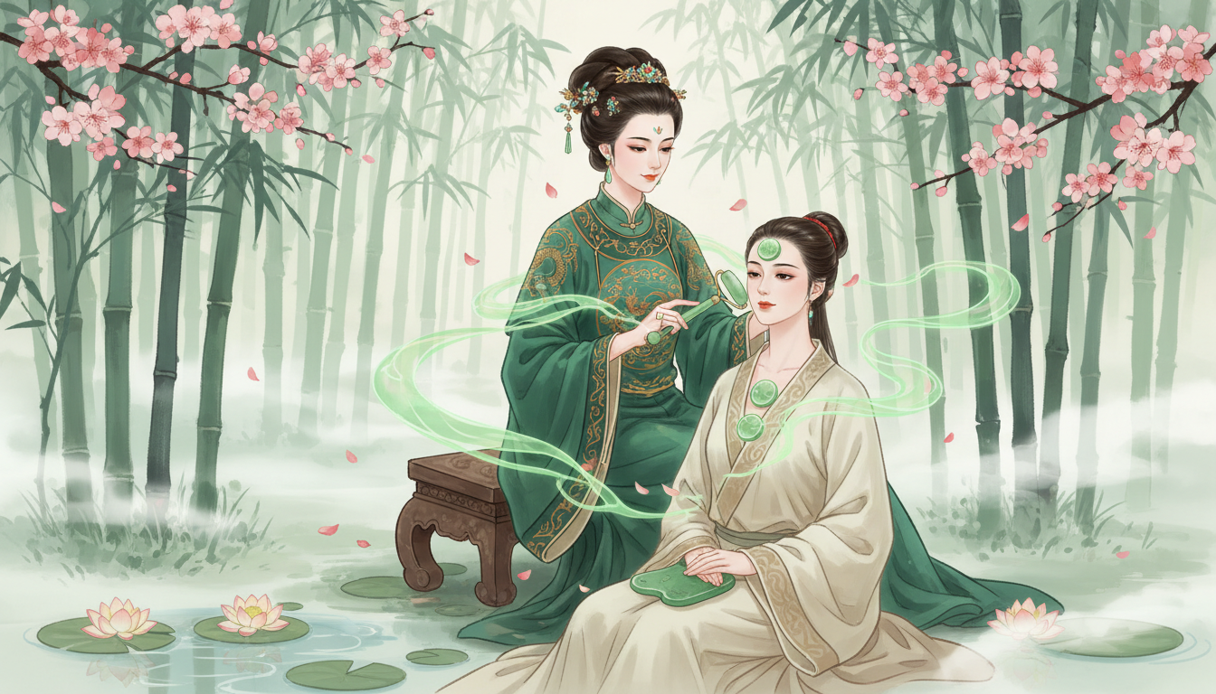 Traditional Chinese medicine practitioner using jade for healing