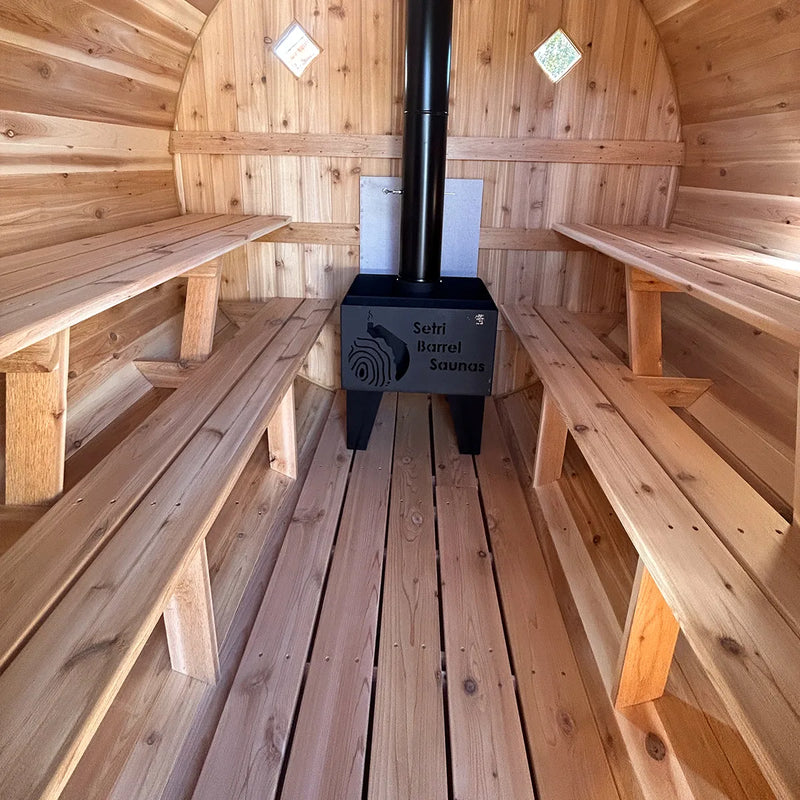Setri 8 Person Cedar Barrel Sauna 8 Person Sauna - Lifestyle View - St. Cloud Minnesota