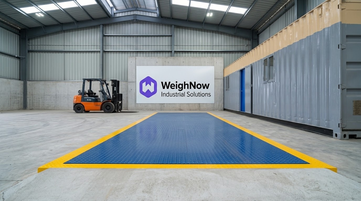 Weighnow floor-mounted industrial bench scale platform inside a warehouse facility, Lagos Nigeria
