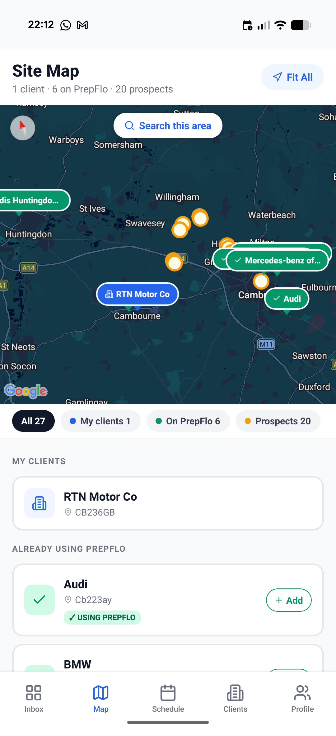 Map view for planning job routes