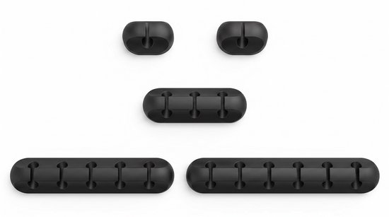 Flexizon kabelhouderset met 5 siliconen houders, zwart