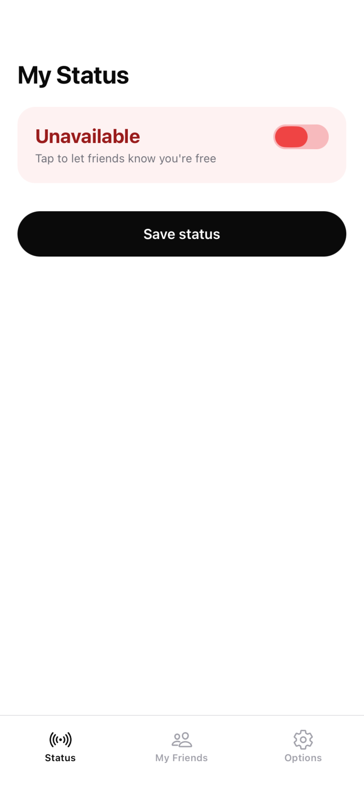 Wuzzup status unavailable screen