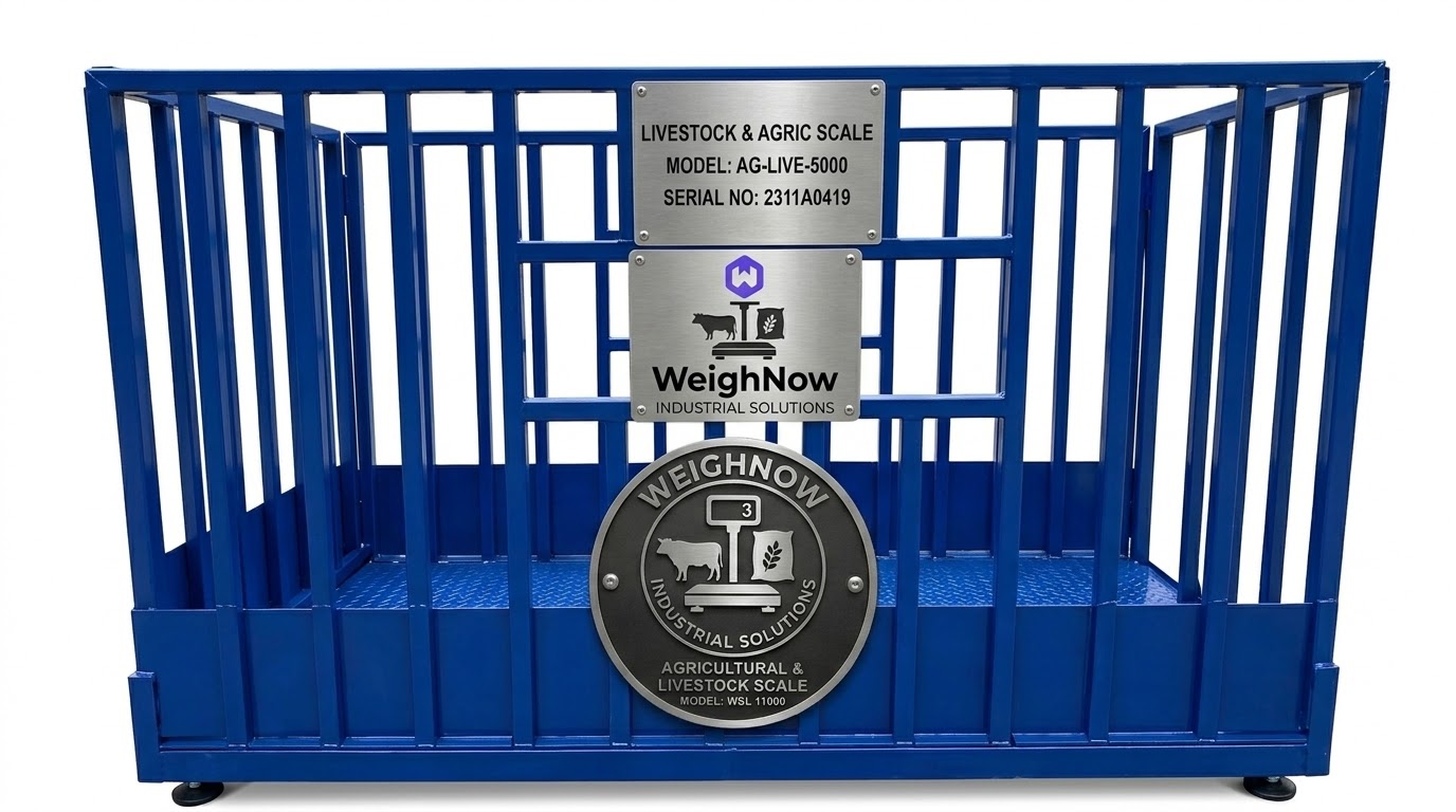 Weighnow AG-LIVE-5000 livestock and agricultural scale — blue steel cage platform, Nigeria