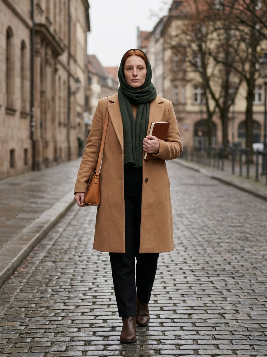 Zana Novak walking on a European street.