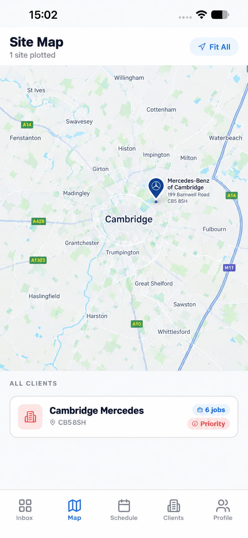 Map view for planning job routes