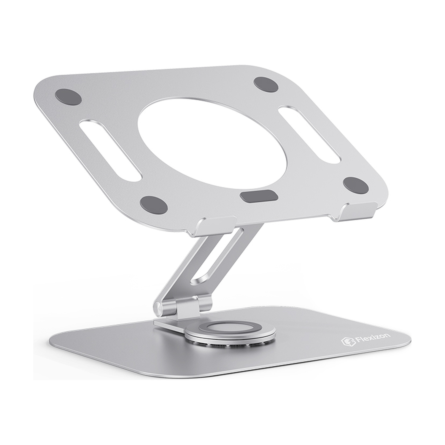 Flexizon aluminium laptopstandaard, zilver, uitgeklapt