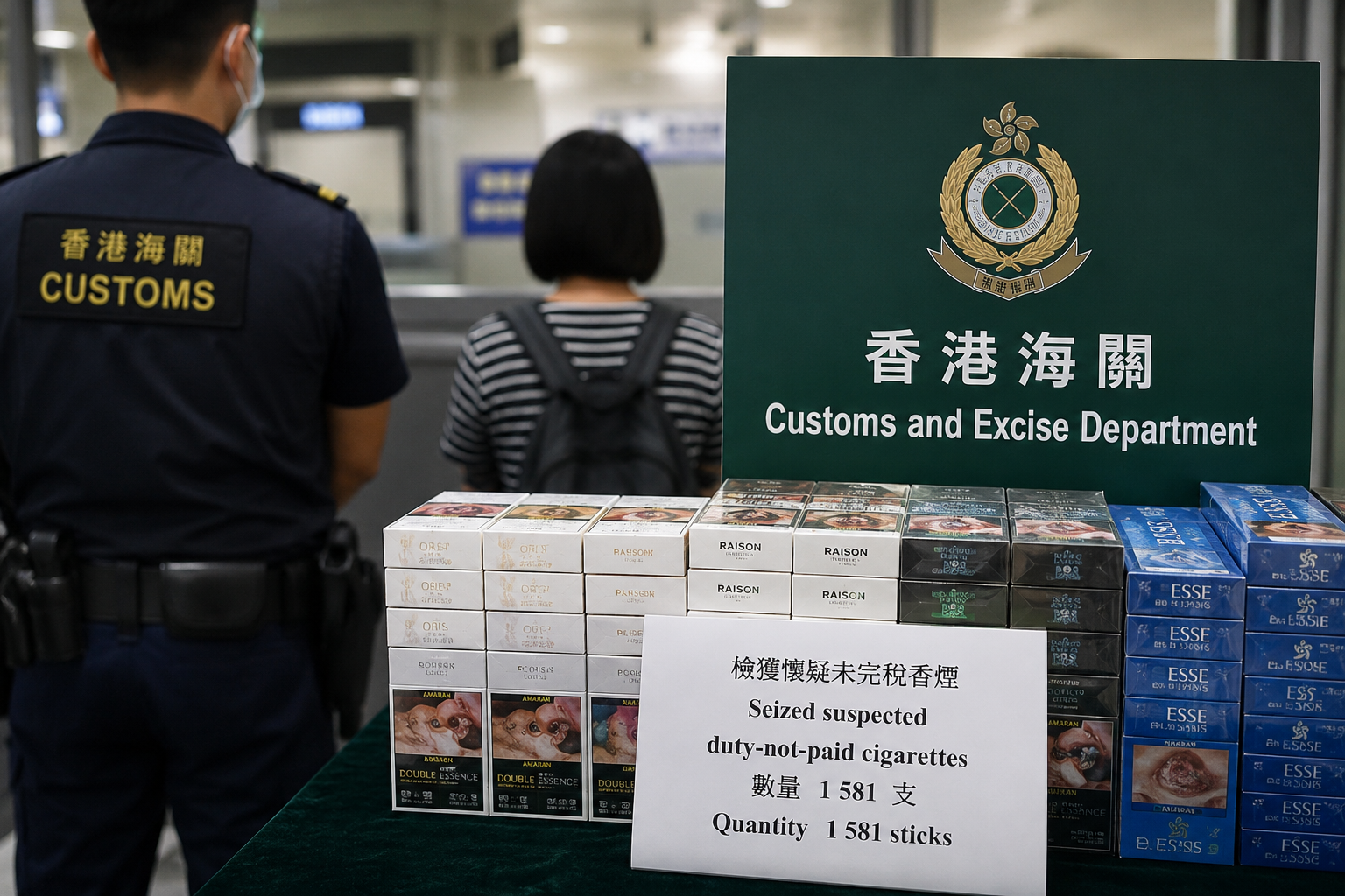 Mainland woman jailed for eight weeks after child’s backpack found carrying duty unpaid cigarettes