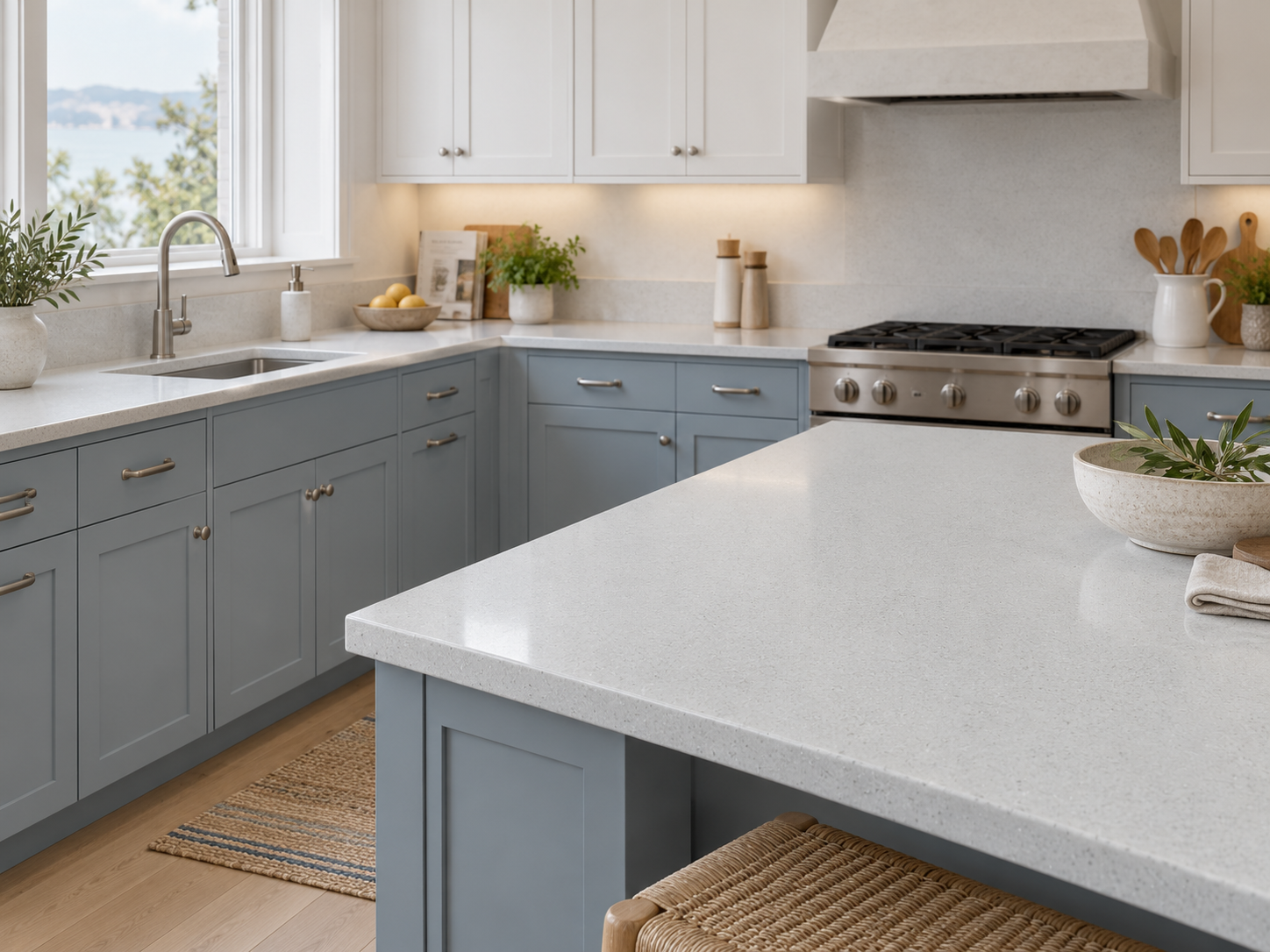 Concept visualization of TCE 2028 Crystal Mist II in a kitchen