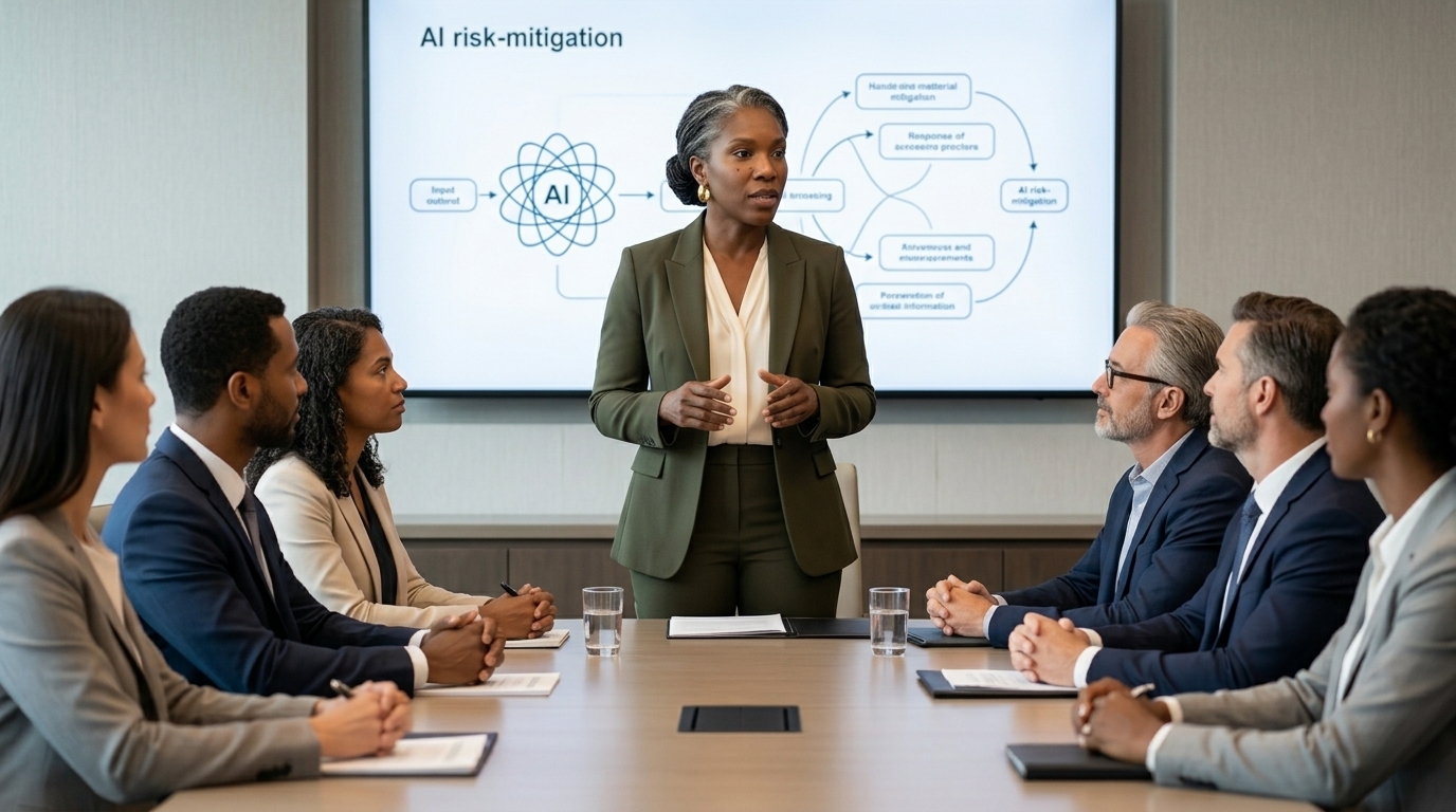 Nneka Okafor leading an AI governance workshop.