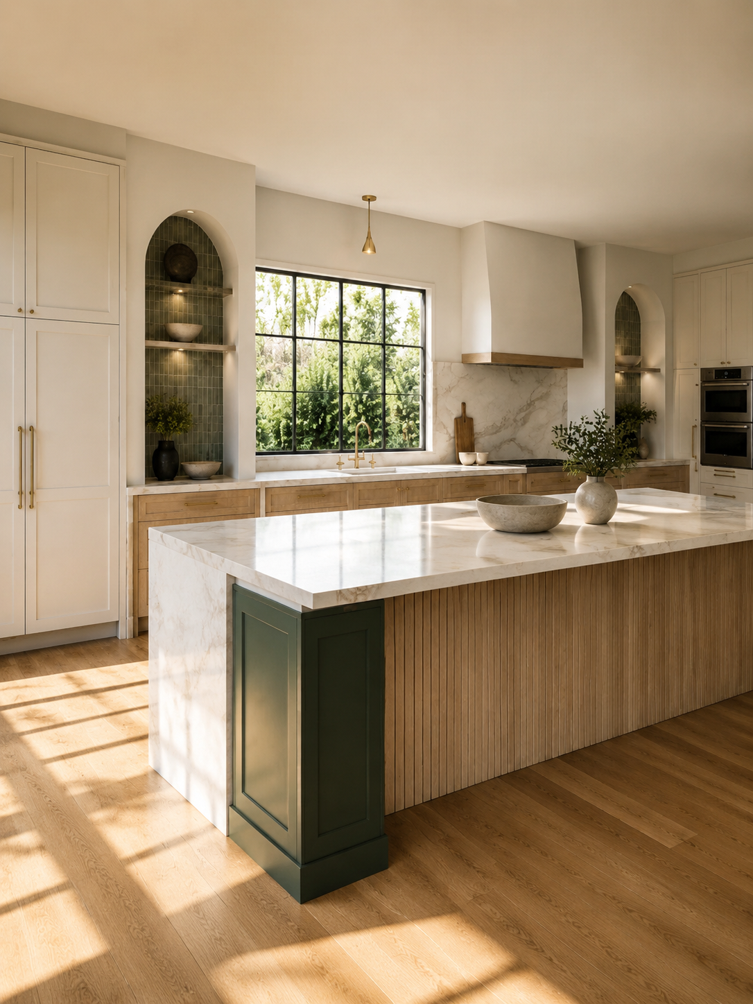 Modern kitchen with custom countertops and island