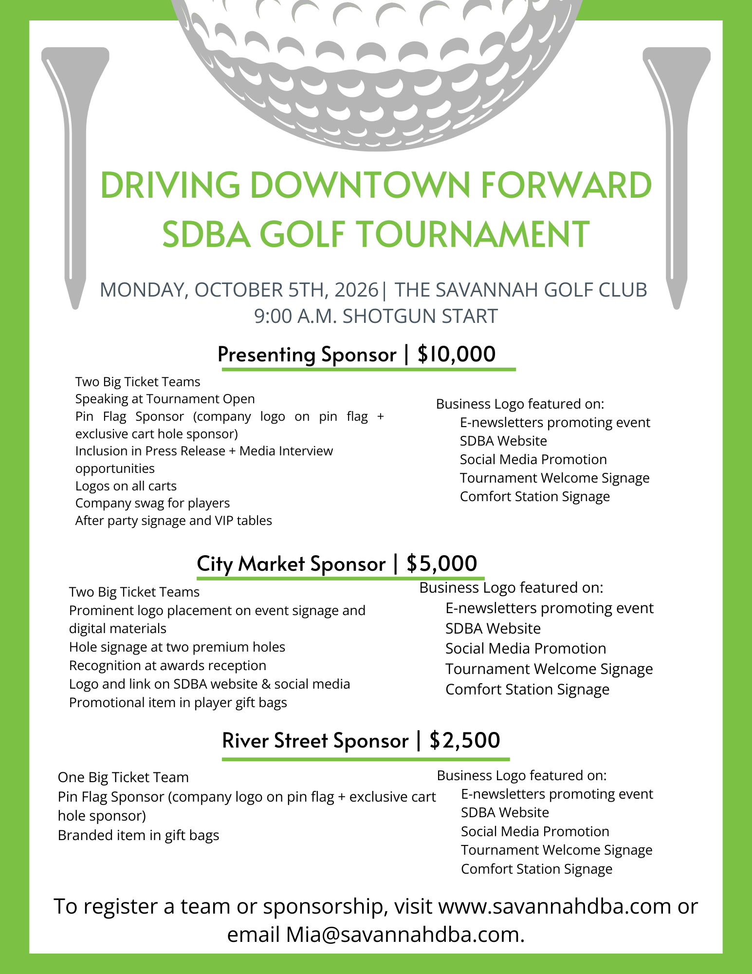 SDBA 2026 Driving Downtown Forward Golf Tournament Sponsorship