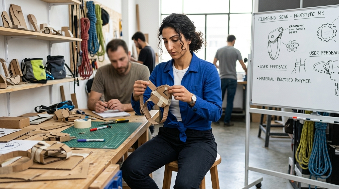 Leila Haddad testing a cardboard prototype.